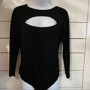 New York & Company Black Long Sleeve Bodysuit